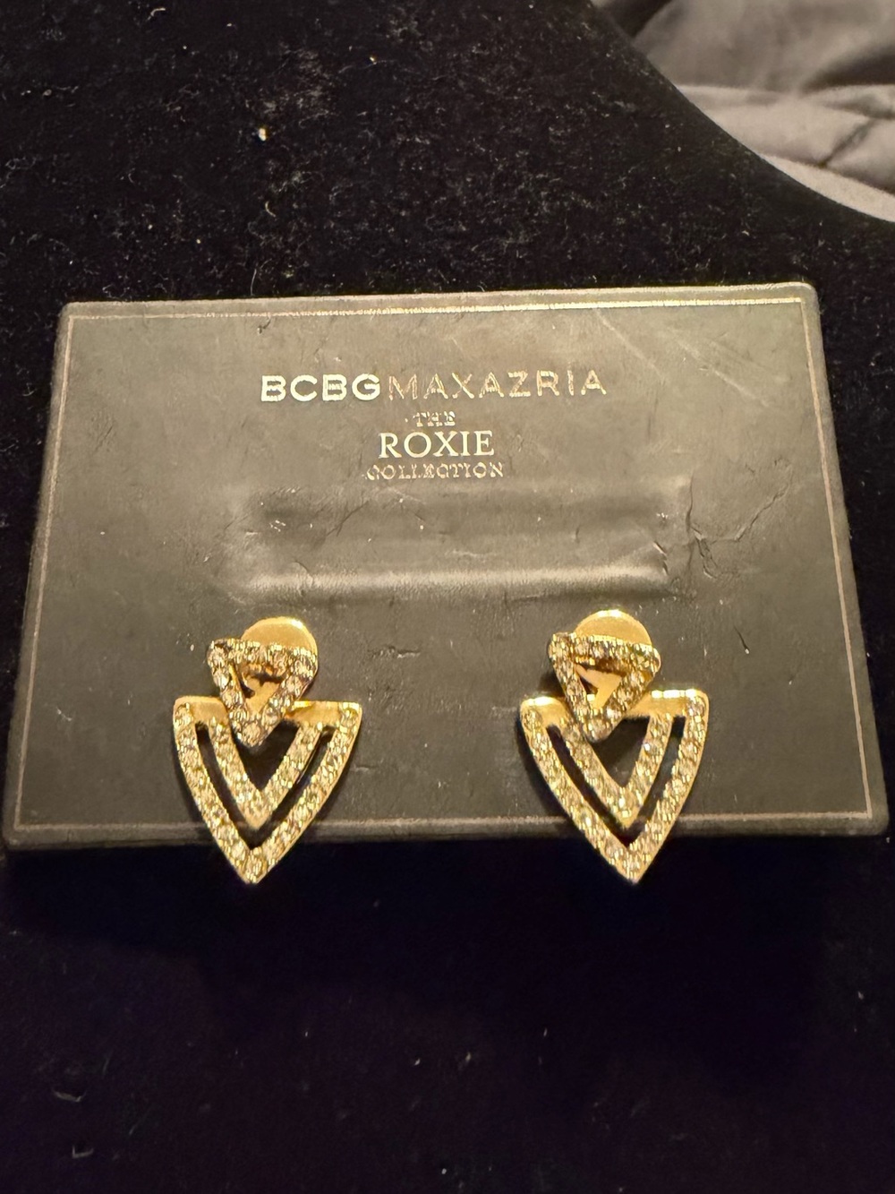 BCBGMaxAzria Gold Crystal Double Chevron Stud Earrings